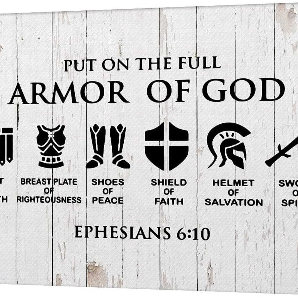 Christian Canvas Wall Art Framed Put on the Full Armor of God Bible Poster